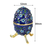 Maxbell Sparkling Egg Trinket Box Earring Holder Case for Easter Anniversary Party Blue