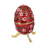 Maxbell Sparkling Egg Trinket Box Earring Holder Case for Easter Anniversary Party Red
