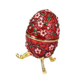Maxbell Sparkling Egg Trinket Box Earring Holder Case for Easter Anniversary Party Red