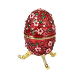 Maxbell Sparkling Egg Trinket Box Earring Holder Case for Easter Anniversary Party Red