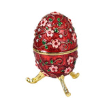 Maxbell Sparkling Egg Trinket Box Earring Holder Case for Easter Anniversary Party Red