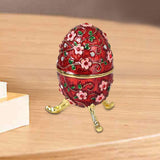 Maxbell Sparkling Egg Trinket Box Earring Holder Case for Easter Anniversary Party Red