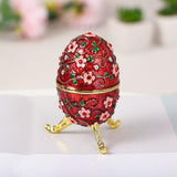 Maxbell Sparkling Egg Trinket Box Earring Holder Case for Easter Anniversary Party Red