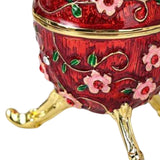 Maxbell Sparkling Egg Trinket Box Earring Holder Case for Easter Anniversary Party Red
