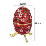 Maxbell Sparkling Egg Trinket Box Earring Holder Case for Easter Anniversary Party Red