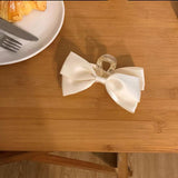 Maxbell Elegant Bowknot Hair Claw Clip Cloth Decorative for Thin Hair or Thick Hair White
