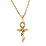 Maxbell Retro Steel Snake Cross Pendant Necklaces Meaningful Gift Chain 60cm Durable
