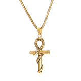 Maxbell Retro Steel Snake Cross Pendant Necklaces Meaningful Gift Chain 60cm Durable