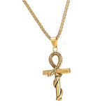 Maxbell Retro Steel Snake Cross Pendant Necklaces Meaningful Gift Chain 60cm Durable