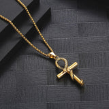 Maxbell Retro Steel Snake Cross Pendant Necklaces Meaningful Gift Chain 60cm Durable