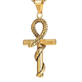 Maxbell Retro Steel Snake Cross Pendant Necklaces Meaningful Gift Chain 60cm Durable
