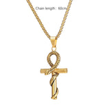 Maxbell Retro Steel Snake Cross Pendant Necklaces Meaningful Gift Chain 60cm Durable