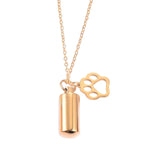 Maxbell Small Cylinder Cremation Urn Necklace Ashes Keepsake for Dog and Cats Ashes Aureate Paw
