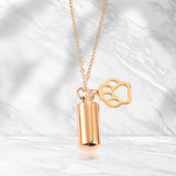 Maxbell Small Cylinder Cremation Urn Necklace Ashes Keepsake for Dog and Cats Ashes Aureate Paw
