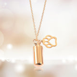 Maxbell Small Cylinder Cremation Urn Necklace Ashes Keepsake for Dog and Cats Ashes Aureate Paw