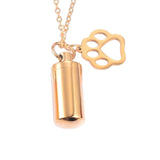 Maxbell Small Cylinder Cremation Urn Necklace Ashes Keepsake for Dog and Cats Ashes Aureate Paw
