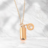 Maxbell Small Cylinder Cremation Urn Necklace Ashes Keepsake for Dog and Cats Ashes Aureate Paw inside