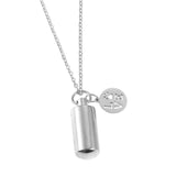 Maxbell Small Cylinder Cremation Urn Necklace Ashes Keepsake for Dog and Cats Ashes  Argent Love