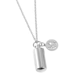 Maxbell Small Cylinder Cremation Urn Necklace Ashes Keepsake for Dog and Cats Ashes  Argent Love
