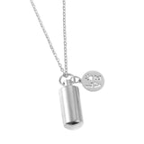 Maxbell Small Cylinder Cremation Urn Necklace Ashes Keepsake for Dog and Cats Ashes  Argent Love