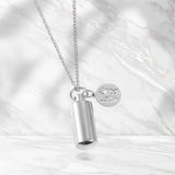 Maxbell Small Cylinder Cremation Urn Necklace Ashes Keepsake for Dog and Cats Ashes  Argent Love