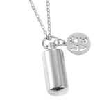 Maxbell Small Cylinder Cremation Urn Necklace Ashes Keepsake for Dog and Cats Ashes  Argent Love