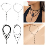 Maxbell Unique Pendant Necklace Charm Chain Necklace for Anniversary Girlfriend Black Star