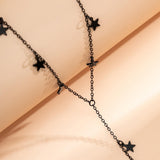 Maxbell Unique Pendant Necklace Charm Chain Necklace for Anniversary Girlfriend Black Star