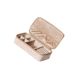 Maxbell Jewelry Box Organizer Dual Zippers Multifunctional for Stud Bracelets Girls Milk coffee color