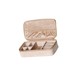 Maxbell Jewelry Box Organizer Dual Zippers Multifunctional for Stud Bracelets Girls Milk coffee color