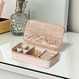 Maxbell Jewelry Box Organizer Dual Zippers Multifunctional for Stud Bracelets Girls Milk coffee color