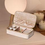 Maxbell Jewelry Box Organizer Dual Zippers Multifunctional for Stud Bracelets Girls Milk coffee color