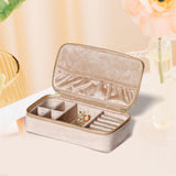 Maxbell Jewelry Box Organizer Dual Zippers Multifunctional for Stud Bracelets Girls Milk coffee color
