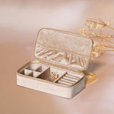 Maxbell Jewelry Box Organizer Dual Zippers Multifunctional for Stud Bracelets Girls Milk coffee color