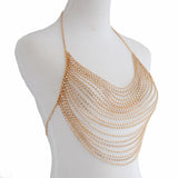 Maxbell Boho Rhinestone Body Chain Multilayer Decoration for Rave Nightclub Prom