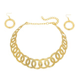 Maxbell Geometric Choker Earrings Set Retro Irregular Round Elegant Alloy for Women Aureate