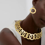 Maxbell Geometric Choker Earrings Set Retro Irregular Round Elegant Alloy for Women Aureate