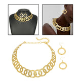 Maxbell Geometric Choker Earrings Set Retro Irregular Round Elegant Alloy for Women Aureate