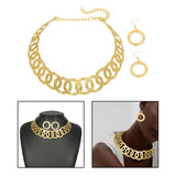 Maxbell Geometric Choker Earrings Set Retro Irregular Round Elegant Alloy for Women Aureate