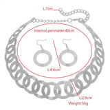 Maxbell Geometric Choker Earrings Set Retro Irregular Round Elegant Alloy for Women Argent