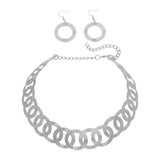Maxbell Geometric Choker Earrings Set Retro Irregular Round Elegant Alloy for Women Argent