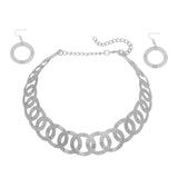 Maxbell Geometric Choker Earrings Set Retro Irregular Round Elegant Alloy for Women Argent