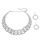 Maxbell Geometric Choker Earrings Set Retro Irregular Round Elegant Alloy for Women Argent
