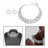 Maxbell Geometric Choker Earrings Set Retro Irregular Round Elegant Alloy for Women Argent