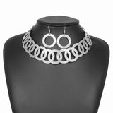 Maxbell Geometric Choker Earrings Set Retro Irregular Round Elegant Alloy for Women Argent