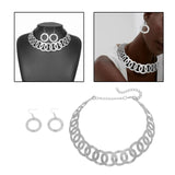 Maxbell Geometric Choker Earrings Set Retro Irregular Round Elegant Alloy for Women Argent