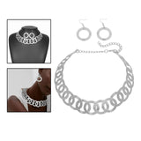 Maxbell Geometric Choker Earrings Set Retro Irregular Round Elegant Alloy for Women Argent