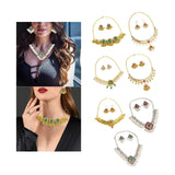 Maxbell Vintage Necklace Earring Set Gorgeous Trendy for Prom Anniversary Party Green Gem