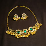 Maxbell Vintage Necklace Earring Set Gorgeous Trendy for Prom Anniversary Party Green Gem