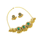 Maxbell Vintage Necklace Earring Set Gorgeous Trendy for Prom Anniversary Party Green Gem